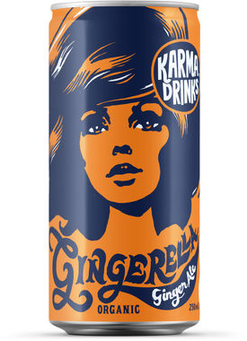 Karma Gingerella Organic Ginger Ale, Can 250 ml x 24