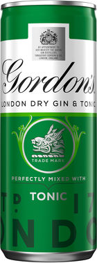 Gordon's London Dry Gin and Tonic, Can 250 ml x 12