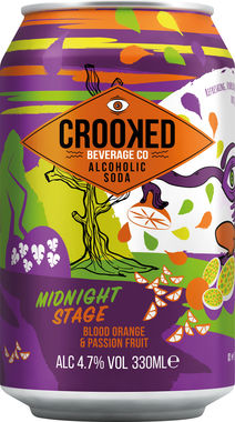 Crooked Alcoholic Soda - Midnight Stage - Blood Orange & Passionfruit 330 ml x 12