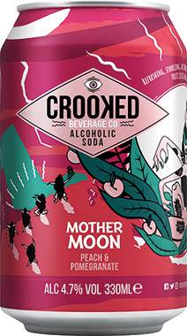 Crooked Alcoholic Soda - Mother Moon - Peach and Pomegranate 330 ml x 12
