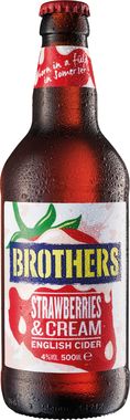 Brothers Strawberries & Cream Premium Cider, NRB 500 ml x 12